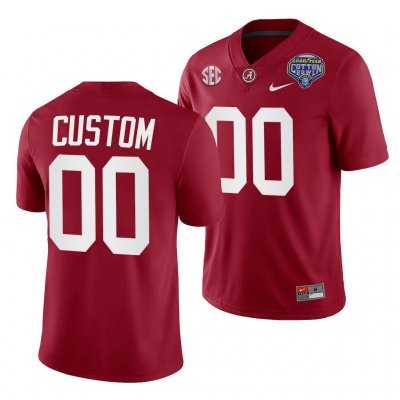 Men's Alabama Crimson Tide #00 Custom Crimson 2021 Cotton Bowl NCAA Playoff Uniform College Football Jersey 2403RHCB4